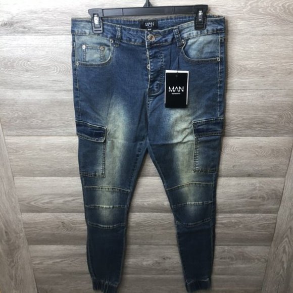 Boohoo Man Size 34R Super Skinny Cuff Pocket Jeans - Picture 4 of 11